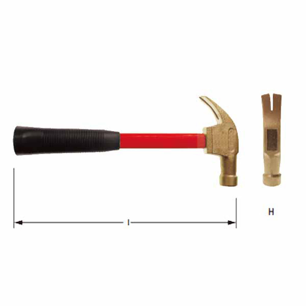 CS Unitec Ex122U-0075A Aluminum Bronze Non-Sparking, Low-Magnetism, Corrosion Resistant Claw Hammer 0.75 lbs (0.34 Kg) - 2