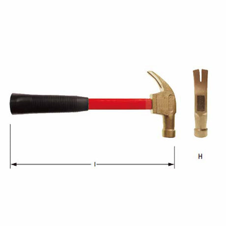 Carltsoe Safety CS Unitec Ex122U-0100A Aluminum Bronze Non-Sparking, Low-Magnetism, Corrosion Resistant Claw Hammer 1 Lbs (0.46 Kg) (122UU-0100A) - 2