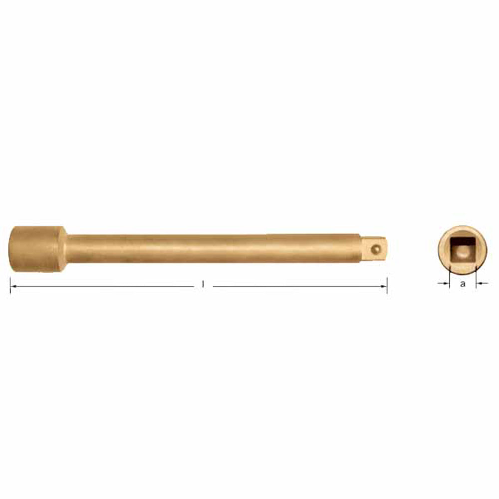 CS Unitec Ex1504A-100A Aluminum Bronze Non-Sparking, Low-Magnetism, Corrosion Resistant Extension Bar 4" (100 mm) x 3/8" Drive - 2