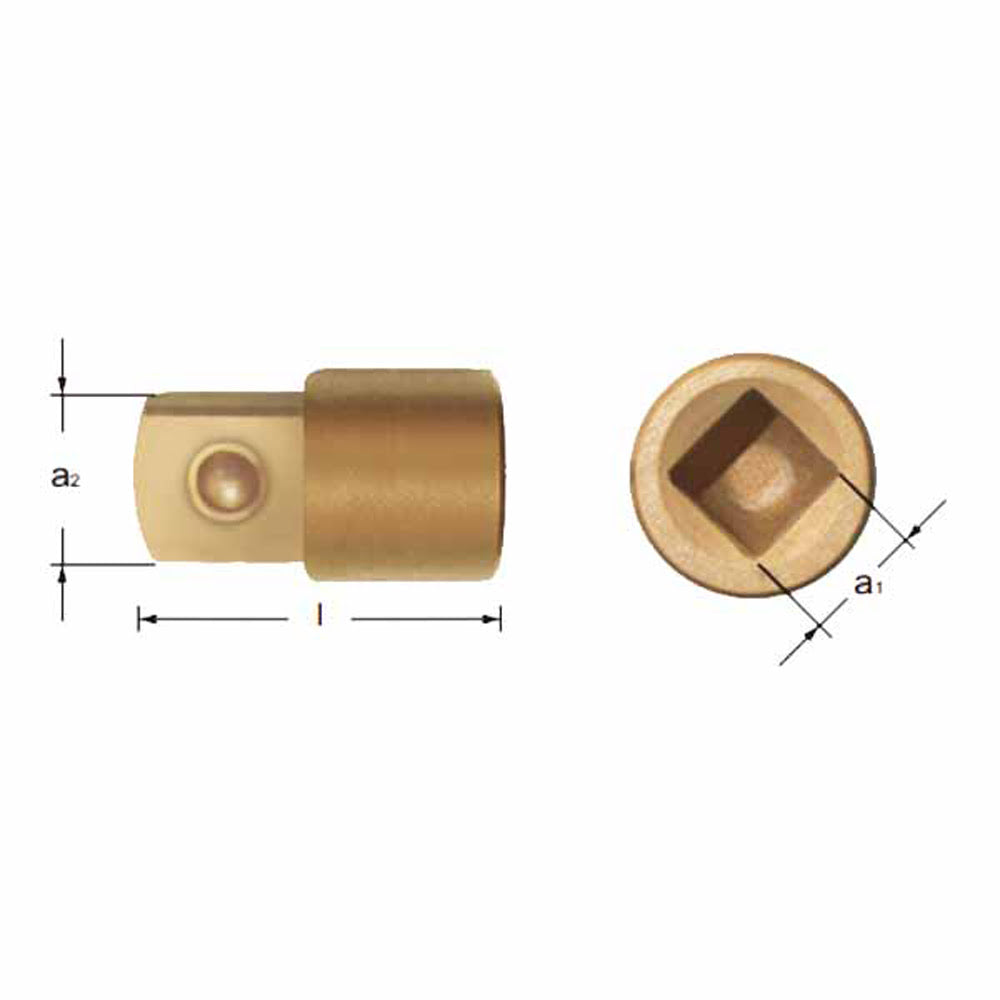 CS Unitec Ex1509AB-A Aluminum Bronze Non-Sparking, Low-Magnetism, Corrosion Resistant Adapter/Converter 3/8" Drive to 1/2" Drive - 2