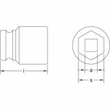 CS Unitec Ex1730-005UB Copper Beryllium Non-Sparking, Non-Magnetic, Corrosion Resistant Impact Socket 5/16" x 1/2" Drive x 1-1/2" Depth - 2