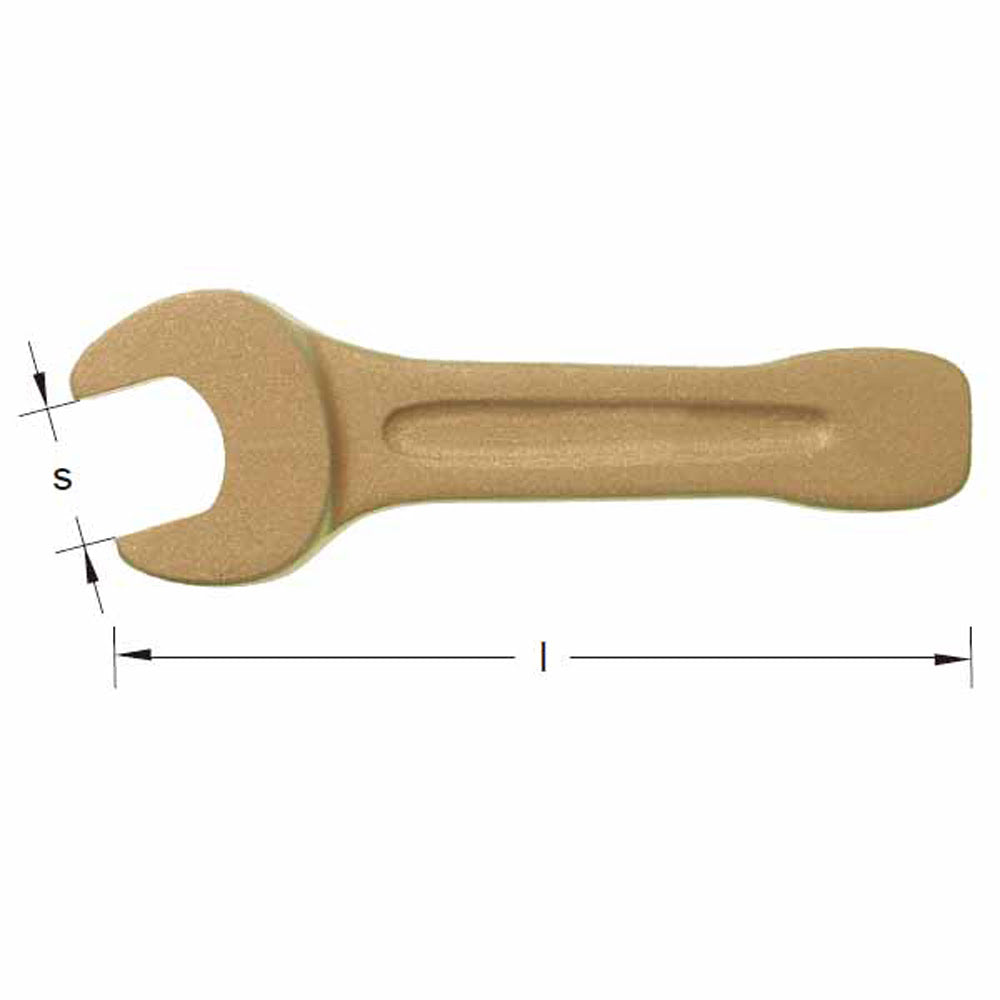 CS Unitec Ex200-155UA Aluminum Bronze Non-Sparking, Low-Magnetism, Corrosion Resistant Striking Wrench, Open End 2-5/8" - 2