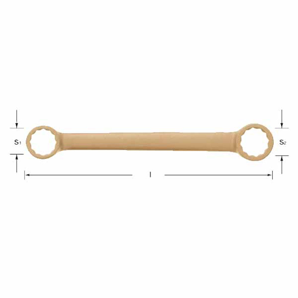CS Unitec Ex202-14-17B Copper Beryllium Non-Sparking, Non-Magnetic, Corrosion Resistant 12 Point Straight Type Double Box End Wrench 14mm x 17mm - 2