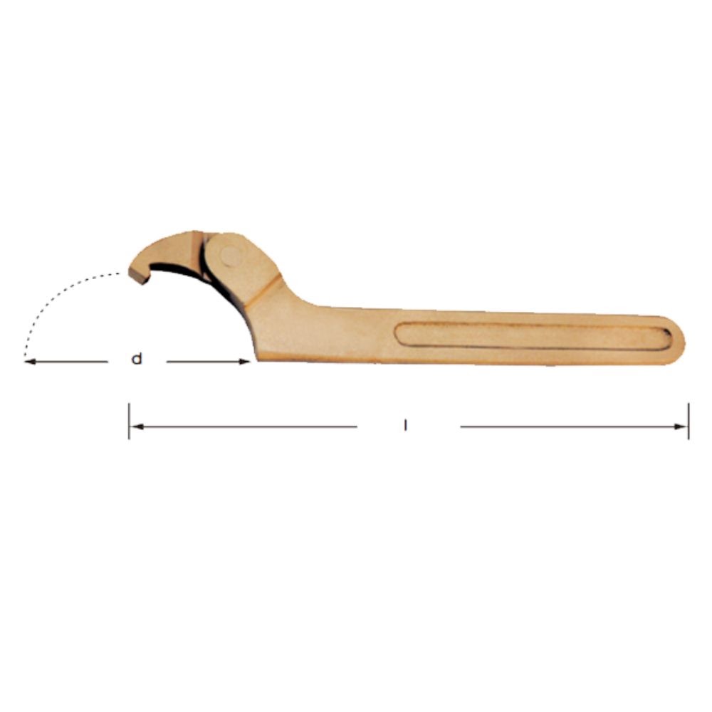 CS Unitec Ex208S-115/170A Aluminum Bronze Non-Sparking, Low-Magnetism, Corrosion Resistant Spanner Adjustable Wrench 4-9/16" - 6-3/4" (115 mm - 170 mm) - 2