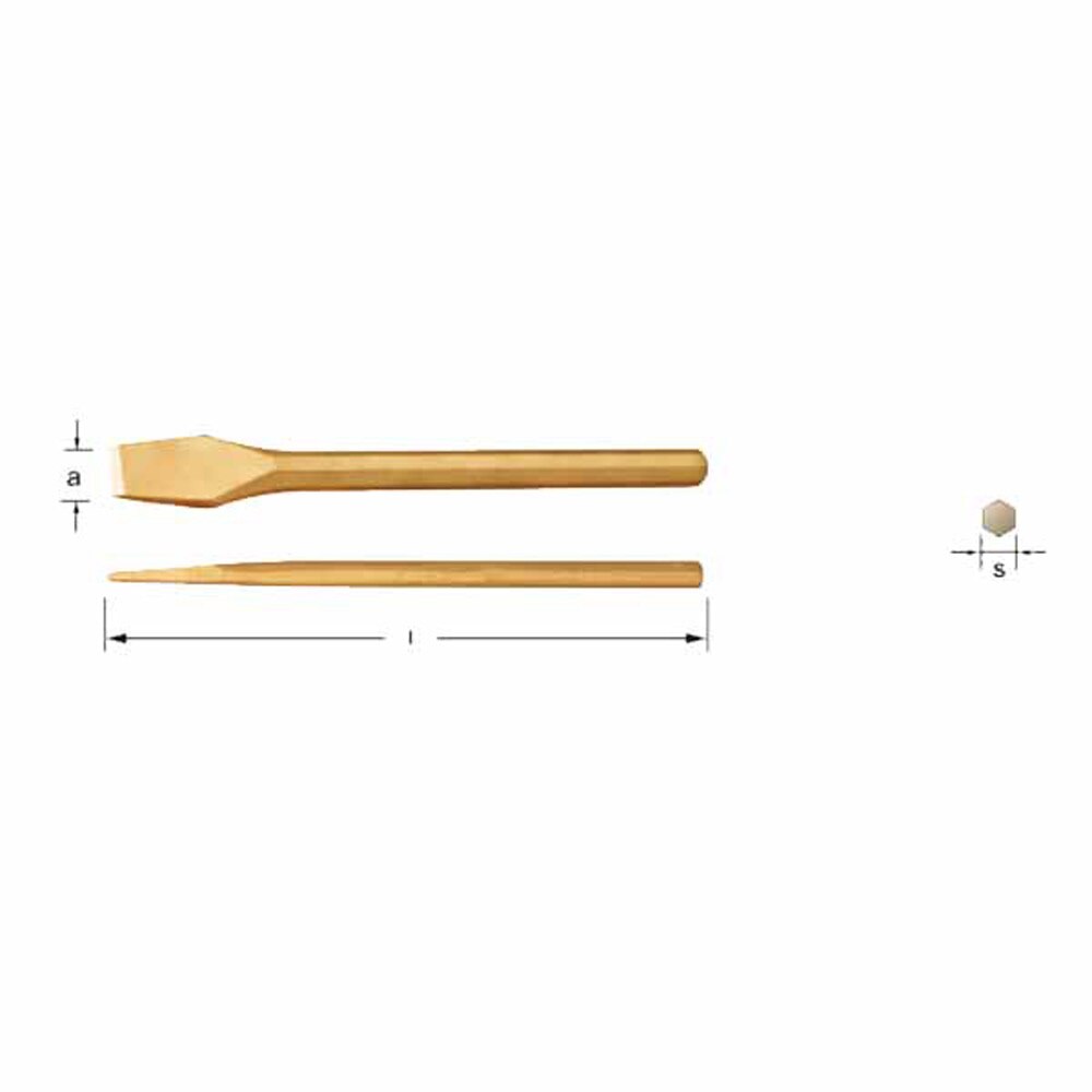 Carltsoe Safety CS Unitec Ex304A-300B Copper Beryllium Non-Sparking, Non-Magnetic, Corrosion Resistant 5/8" 6-Point Chisel - 2