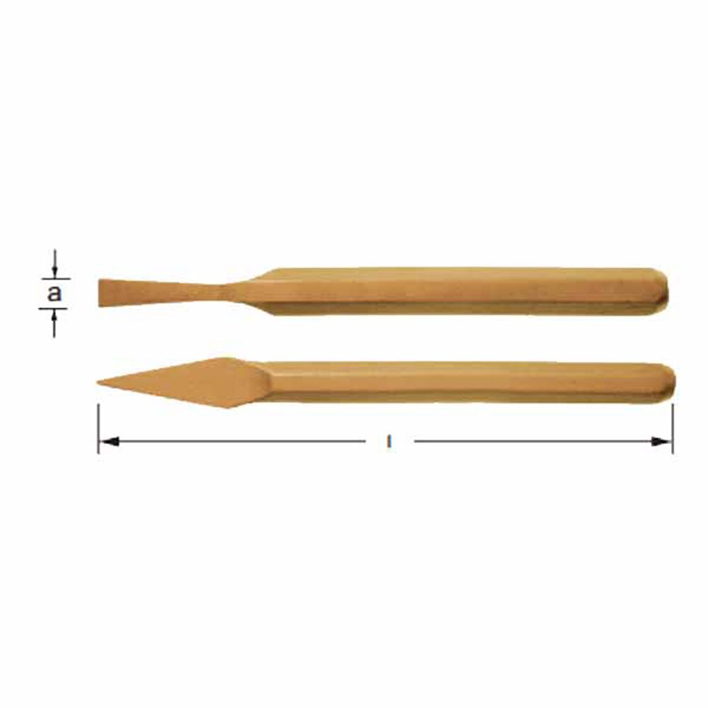 Carltsoe Safety CS Unitec Ex305-300B Copper Beryllium Non-Sparking, Non-Magnetic, Corrosion Resistant 12" Cape Chisel - 2