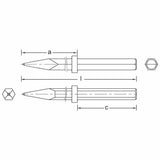 Carltsoe Safety CS Unitec Ex320R-14B Copper Beryllium Non-Sparking, Non-Magnetic, Corrosion Resistant Bull Point Chisel, 1-1/4" Hex Shank (320RU-14B) - 2