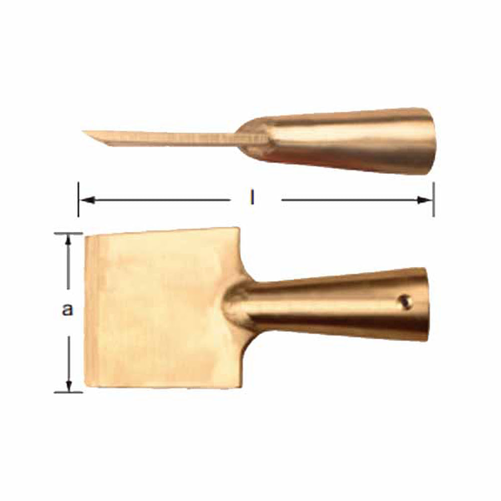 CS Unitec Ex407-125A Aluminum Bronze Non-Sparking, Low-Magnetism, Corrosion Resistant Long Blade Scraper 5" (125 mm) - 2