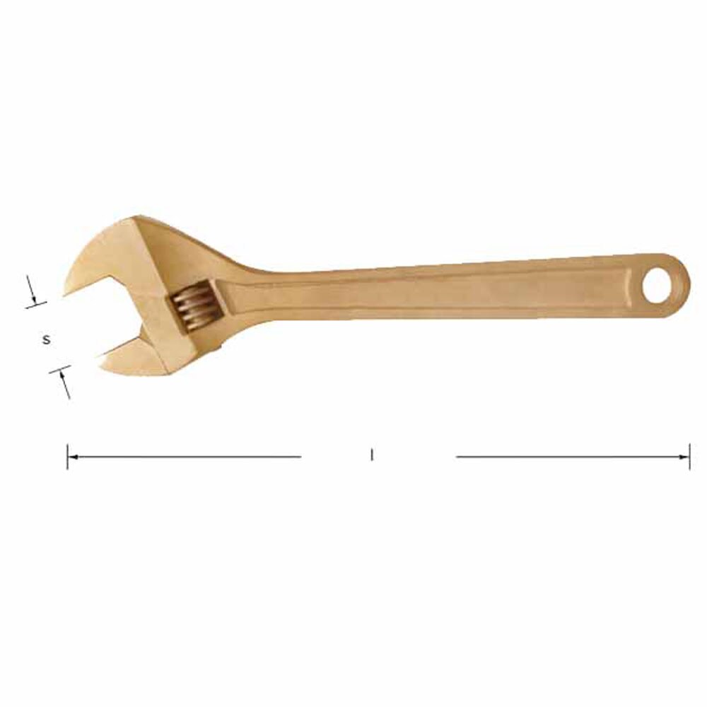 Carltsoe Safety CS Unitec Ex501-6A Aluminum Bronze Non-Sparking, Low-Magnetism, Corrosion Resistant Adjustable End Wrench 6" (150 mm) (501U-6A) - 2