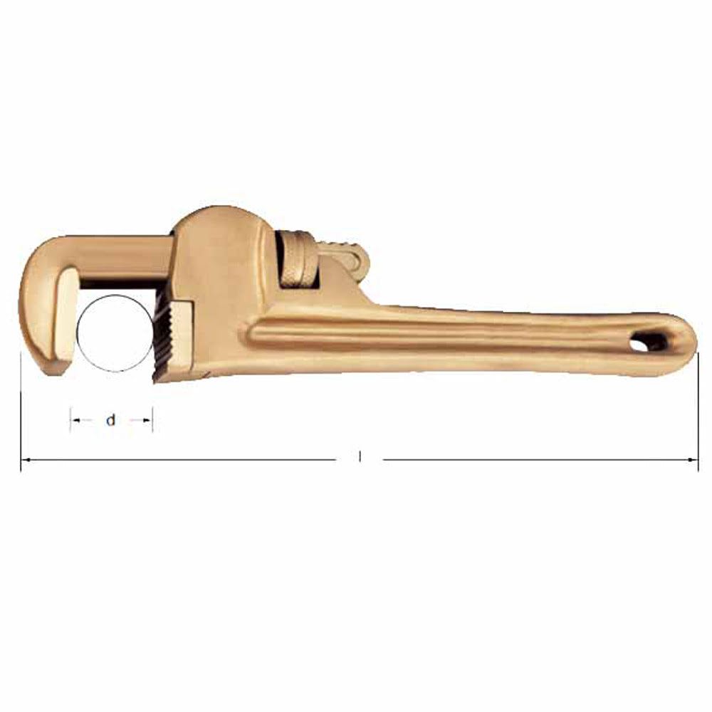 CS Unitec Ex502-18B Copper Beryllium Non-Sparking, Non-Magnetic, Corrosion Resistant American Type Pipe Wrench 18" (450 mm) - 2