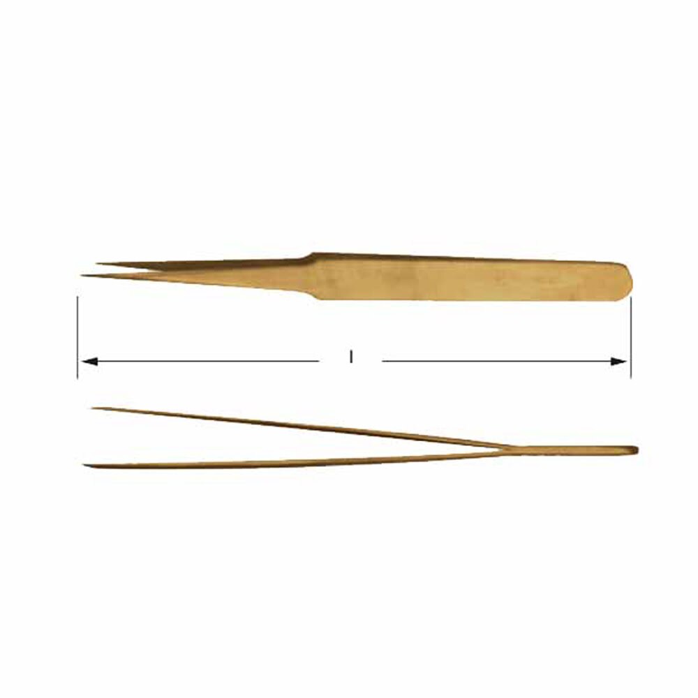 Carltsoe Safety CS Unitec Ex610S-155B Copper Beryllium Non-Sparking, Non-Magnetic, Corrosion Resistant Fine-Point 6-3/16" Tweezer (610SU-155B) - 2