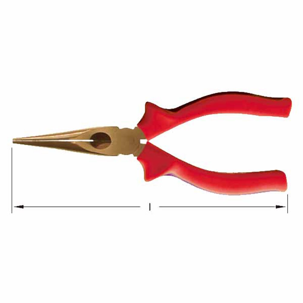 Carltsoe Safety CS Unitec Ex611-6A Aluminum Bronze Non-Sparking, Low-Magnetism, Corrosion Resistant 6" Long Nose Pliers/ Needle Nose Pliers with Side Cutter (611U-6A) - 2