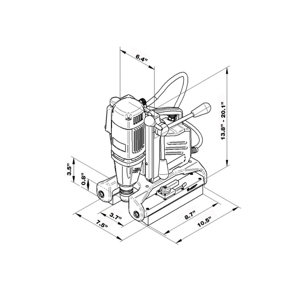 CS Unitec PipeMAB 200 Magnetic Drill with Patented Pipe Saddle Base | 1-3/8" | Drill on Pipe, Curved & Flat Surfaces | Large Stroke - 3