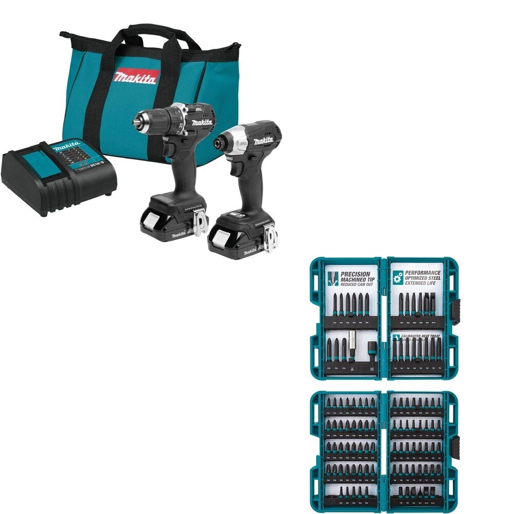Makita CX203SYB 18V LXT Sub-Compact Brushless Cordless 2-Pc. Combo W/ FREE E-00038 Bit Set