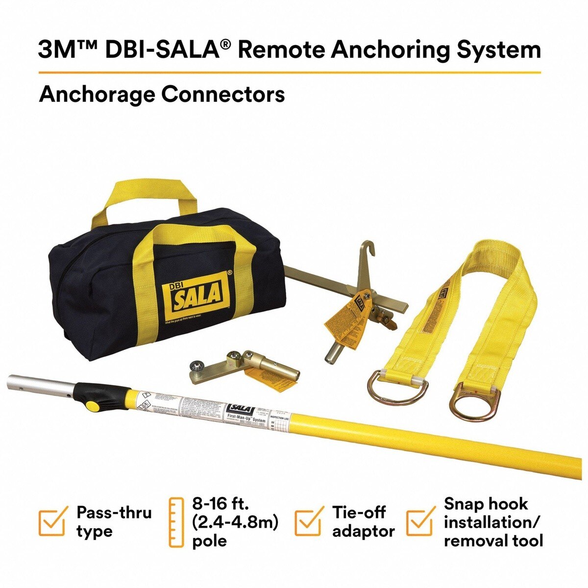 3M DBI-SALA 2104531 Remote Anchoring System with 8-16' Pole Pass-Through Anchor - 2