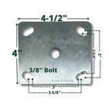 Caster I3418-6 6" x 2" Rigid Mold On Rubber Wheel Caster with Roller Bearing Top Plate - 2