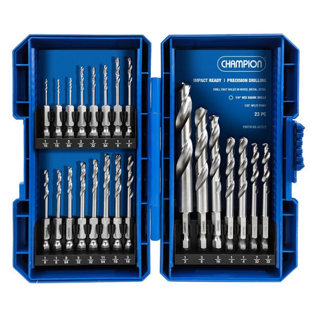 Champion HX-SET23 1/4" Impact Ready Hex Shank Drill Bit Set 1/16-1/2" (23 Piece)