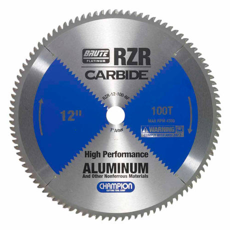 Champion Cutting Tool RZR-12-100-NF Metal Circular Saw Blade - 12" Dia, 100 Teeth - Aluminum Cutting