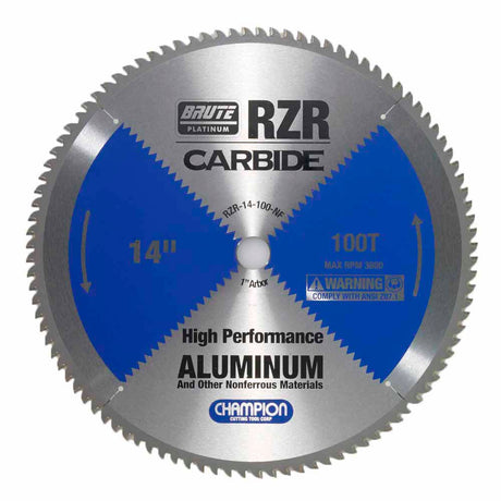 Champion Cutting Tool RZR-14-100-NF Metal Circular Saw Blade - 14" Dia, 100 Teeth - Aluminum Cutting