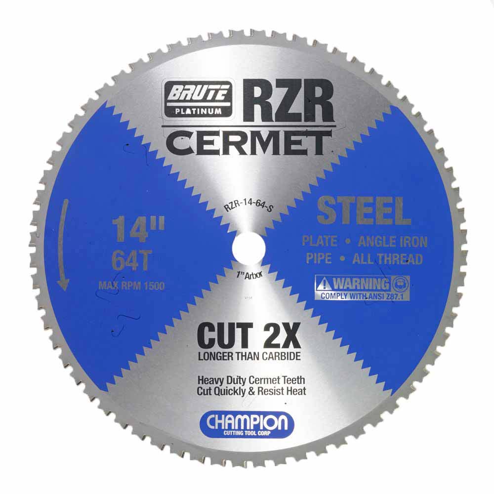 Champion Cutting Tool RZR-14-64-S Metal Circular Saw Blade - 14" Dia, 64 Teeth - Steel Cutting