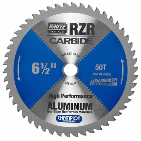 Champion Cutting Tool RZR-612-50-NF Metal Circular Saw Blade - 6-1/2" Dia, 50 Teeth - Aluminum Cutting