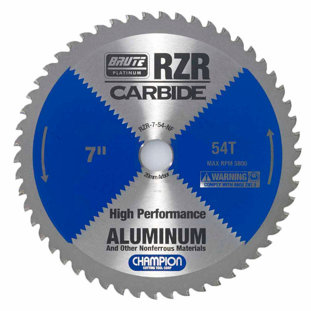 Champion Cutting Tool RZR-7-54-NF Metal Circular Saw Blade - 7" Dia, 54 Teeth - Aluminum Cutting