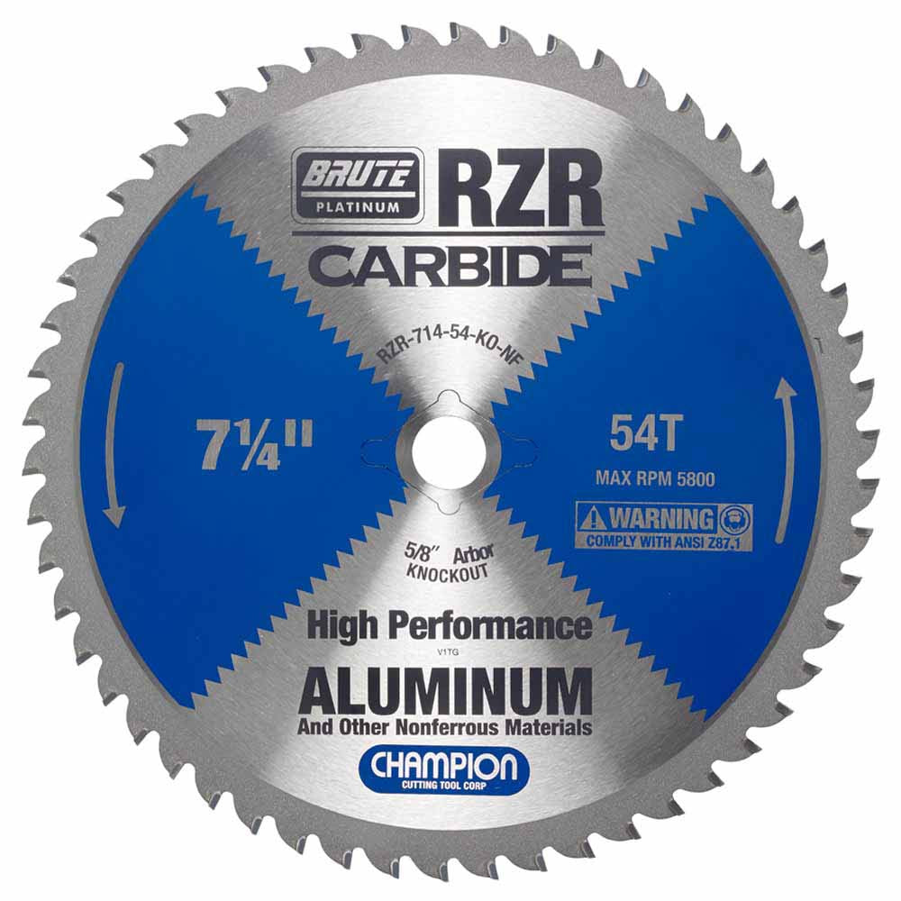 Champion RZR-714-54-KO-NF Metal Circular Saw Blade - 7-1/4" Dia, 54 Teeth, Diamond Knockout