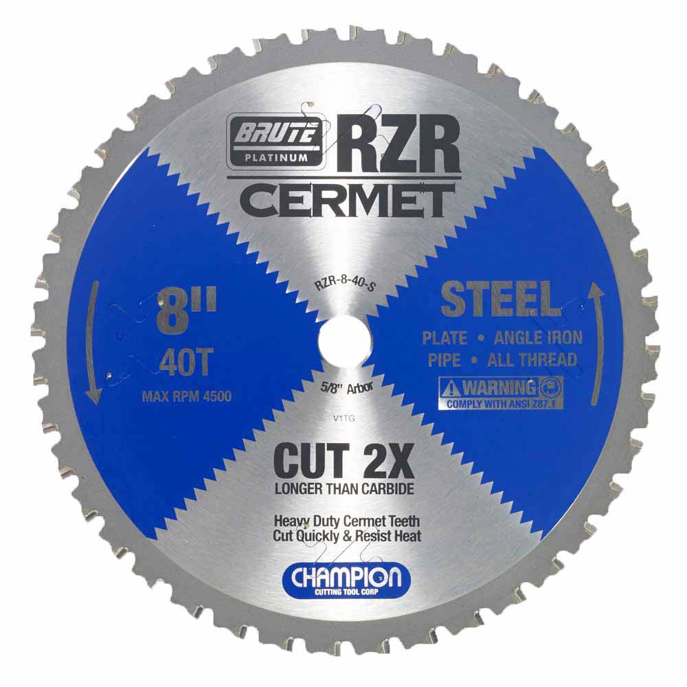 Champion Cutting Tool RZR-8-40-S Metal Circular Saw Blade - 8" Dia, 40 Teeth - Steel Cutting