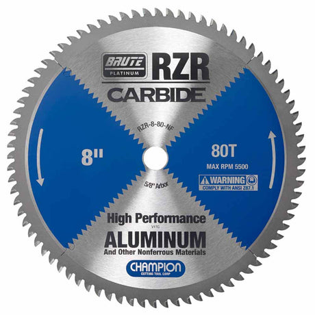 Champion Cutting Tool RZR-8-80-NF Metal Circular Saw Blade - 8" Dia, 80 Teeth - Aluminum Cutting