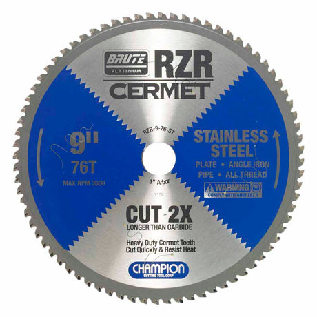 Champion Cutting Tool RZR-9-76-ST Metal Circular Saw Blade - 9" Dia,76 Teeth - Stainless Steel Cutting