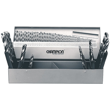 Champion SS150C Champion 115 Piece Metal Cased 705 Black HSS 1/16" thru 1/2" x 64ths, Wire Gauge 1 thru 60 and Letters A thru Z Drill Set