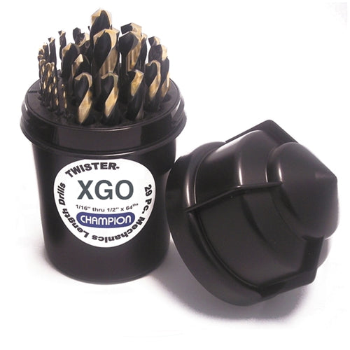 Champion TWISTER-XGO 29 Piece Twister BlackGold XGO HSS 1/16" thru 1/2" x 64ths Drill Set