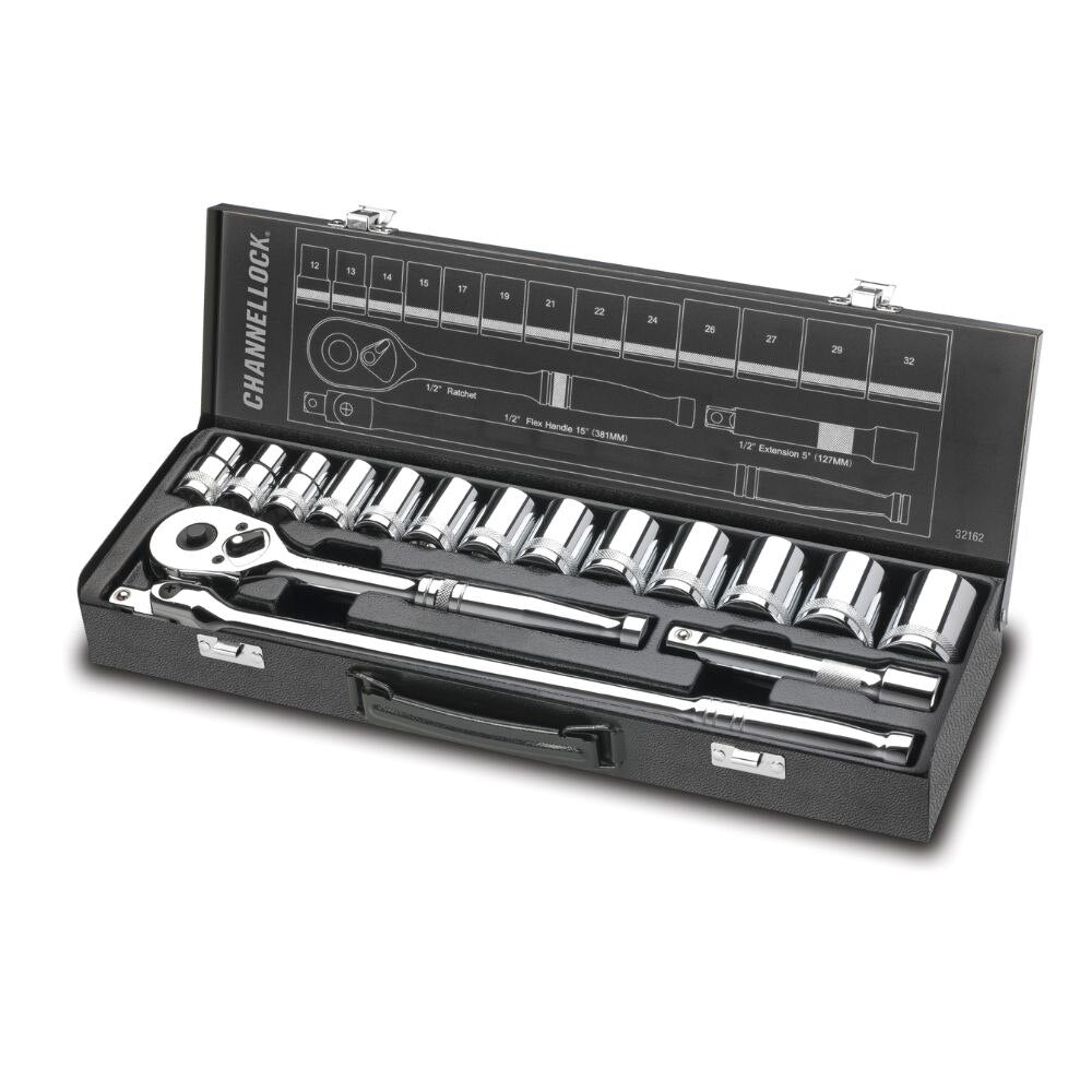 Channel Lock 32162 16-Piece 1/2" Metric Drive Socket Set