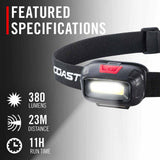 Coast 21597 Fl13 Headlamp Dual Color C.O.B. Utility Beam 380 Lumens 23M Beam 11H - 2