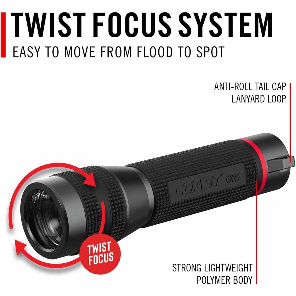 Coast 30909 Gx20 Flashlight Waterproof Dual Power 1200 Lumens 260M Beam 18H - 2
