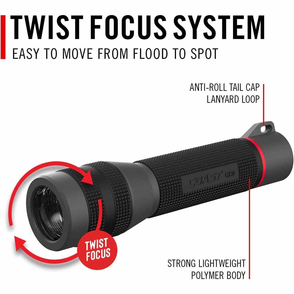 Coast 30938 Gx30 Flashlight Waterproof Dual Power 2300 Lumens 268M Beam 30H - 3