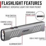 Coast 31013 Slayer Laser Rechargeable Led Flashlight With Laser 1000 Lumens 105M Beam 47H - 3