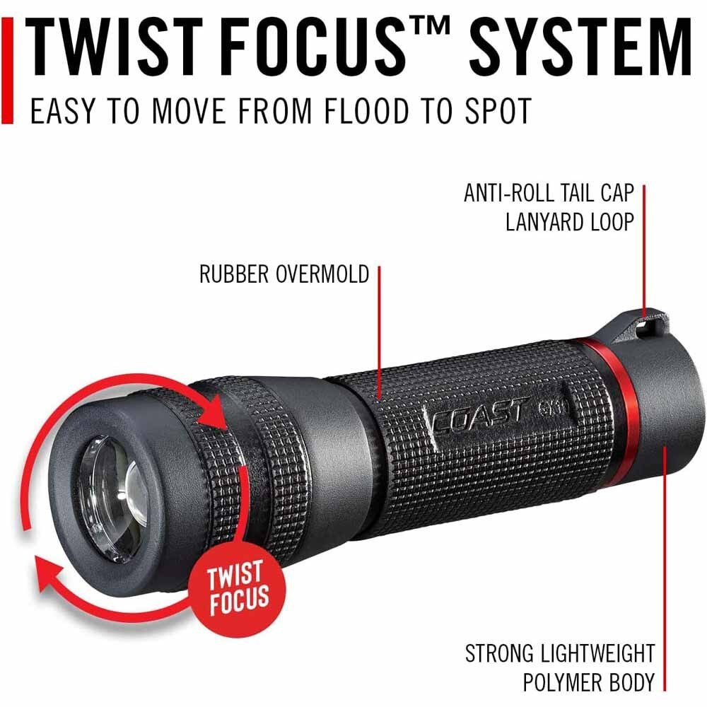 Coast 31054 Gx10 Flashlight Waterproof Dual Power 550 Lumens 177M Beam 18H - 3