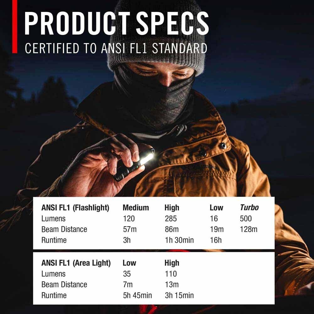 Coast 31126 Kl30R Flashlight Usb-C Rechargeable With Uv 500 Lumens 128M Beam 16H - 5