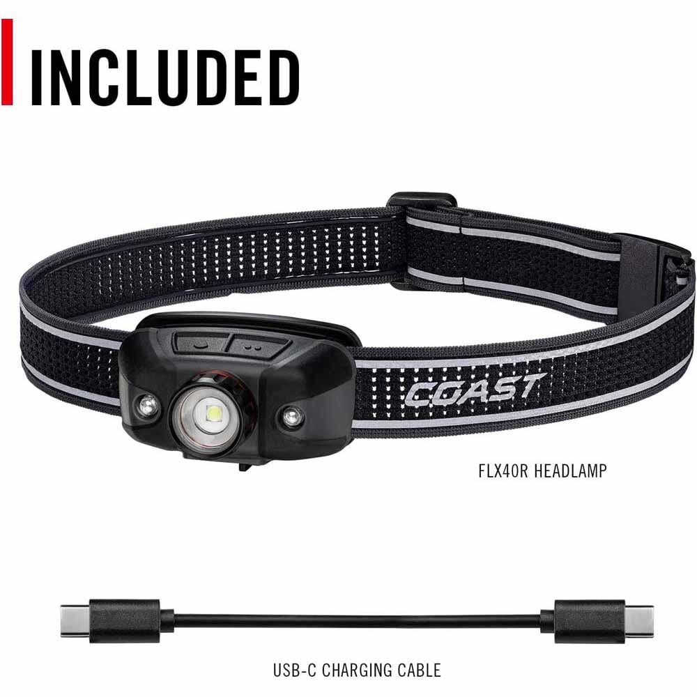 Coast 31131 Flx40R Headlamp Usb-C Rechargeable Tri-Color Beam 800 Lumens 137M 10H - 4