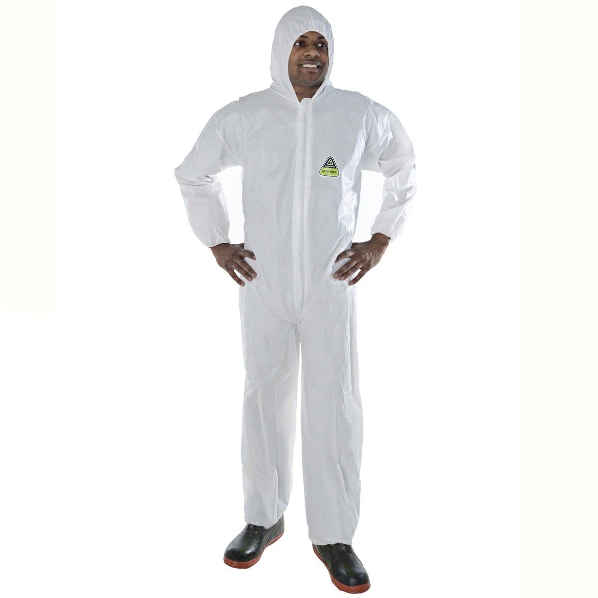 Cordova Safety CPH4XL Defender White Microporous Disposable Coverall with Hood and Zipper Front Size 4XL