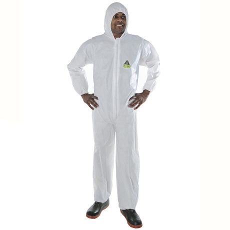 Cordova Safety CPH4XL Defender White Microporous Disposable Coverall with Hood and Zipper Front Size 4XL