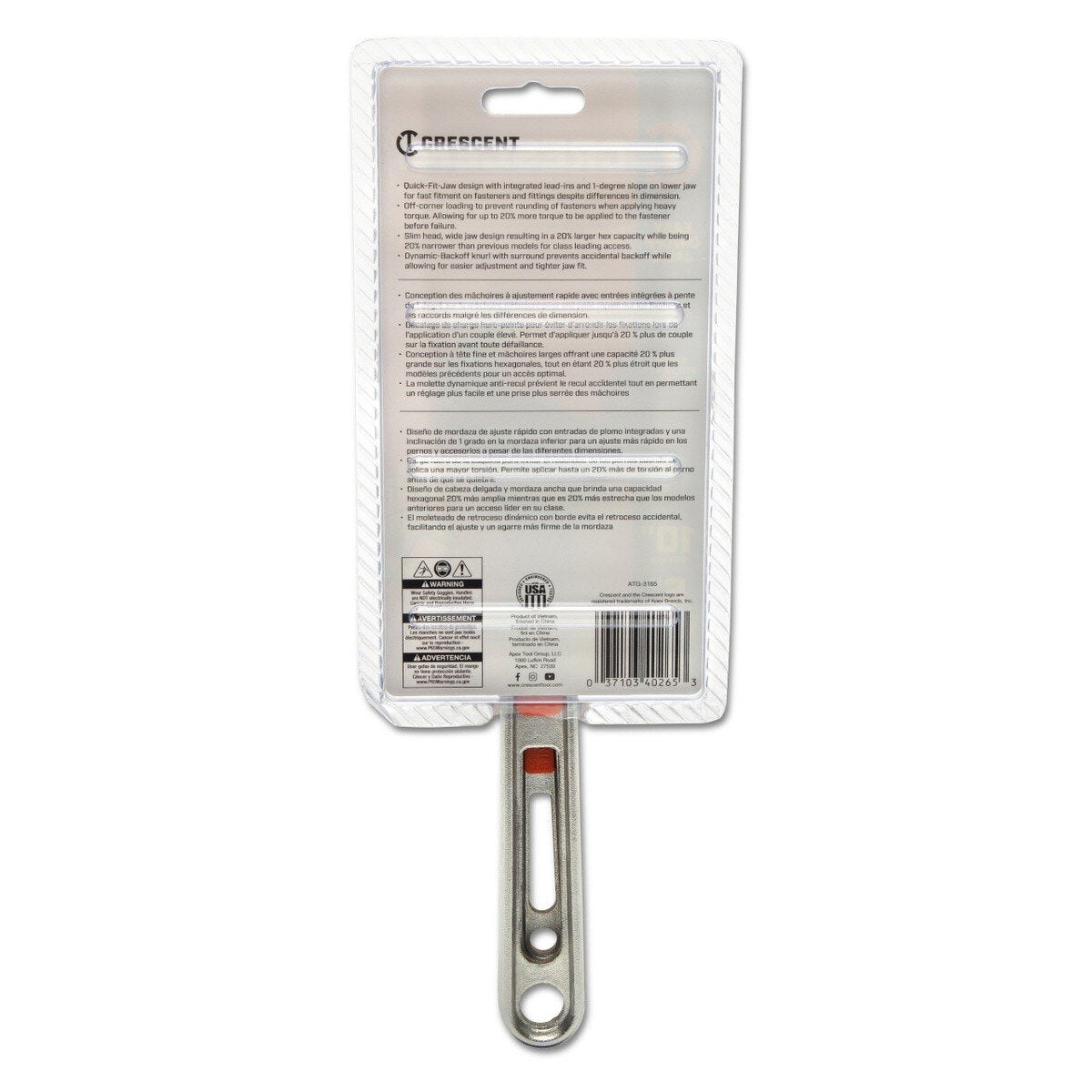 Crescent AC3610VS Chrome Quick-Fit-Jaw Adjustable Wrench Set 6" and 10" (2 Piece Set) - 7