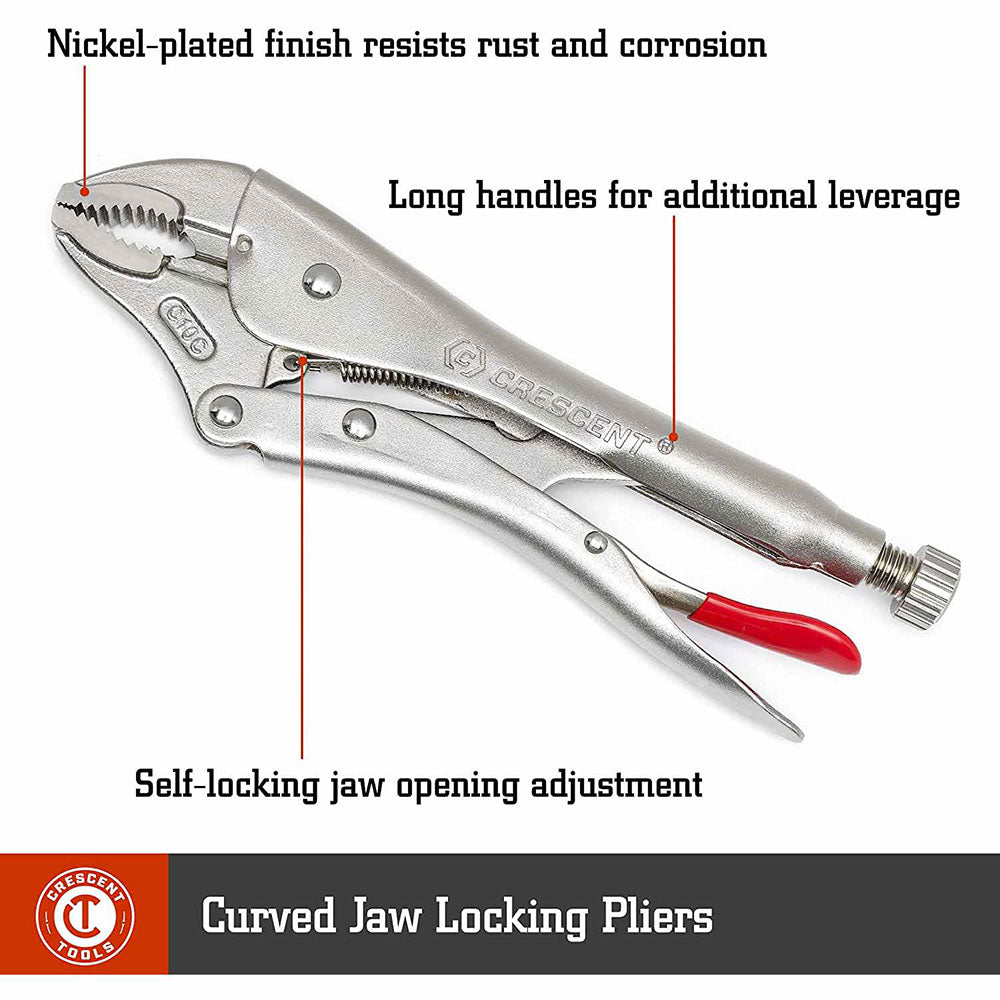 Crescent C10CVN-08 10" Curved Jaw Locking Pliers with Wire Cutter - 3