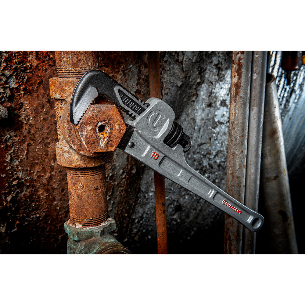 Crescent CAPW10S  10" Straight Aluminum Slim Jaw Pipe Wrench - 8