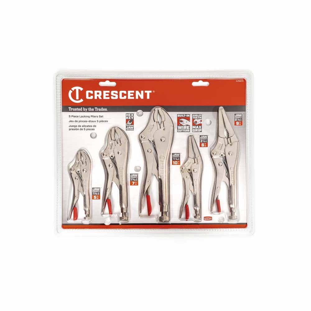 Crescent CLP5SETN-08 5 Piece Curved and Long Nose Locking Plier Set - 3