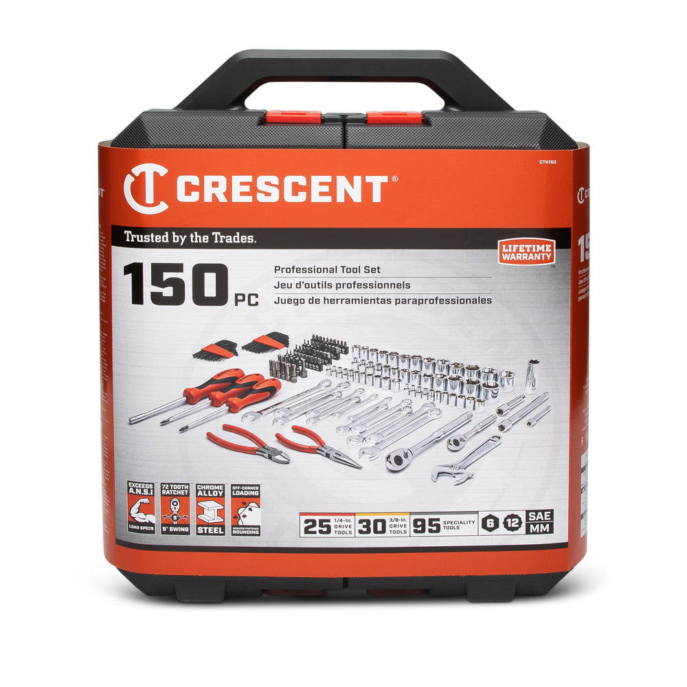 Crescent CTK150 150 Pc 1/4 and 3/8 Dr 6 Pt SAE/Metric Professional Tool Set - 8