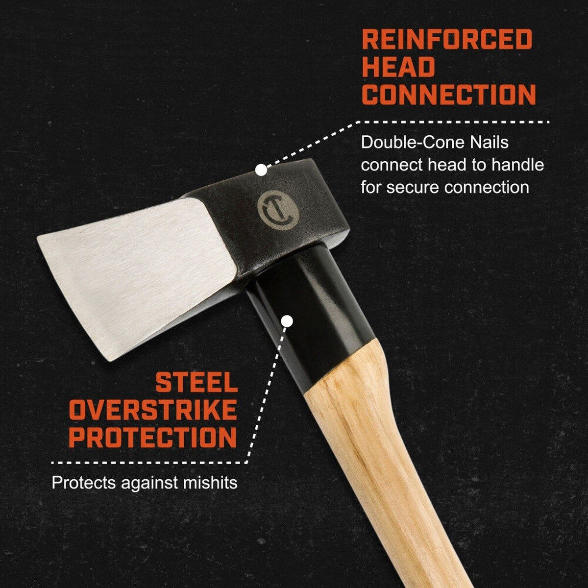 Crescent CWAXE5 5 lb Wood Chopping Axe with Grade A Hickory Handle and Steel Overstrike Protection - 2