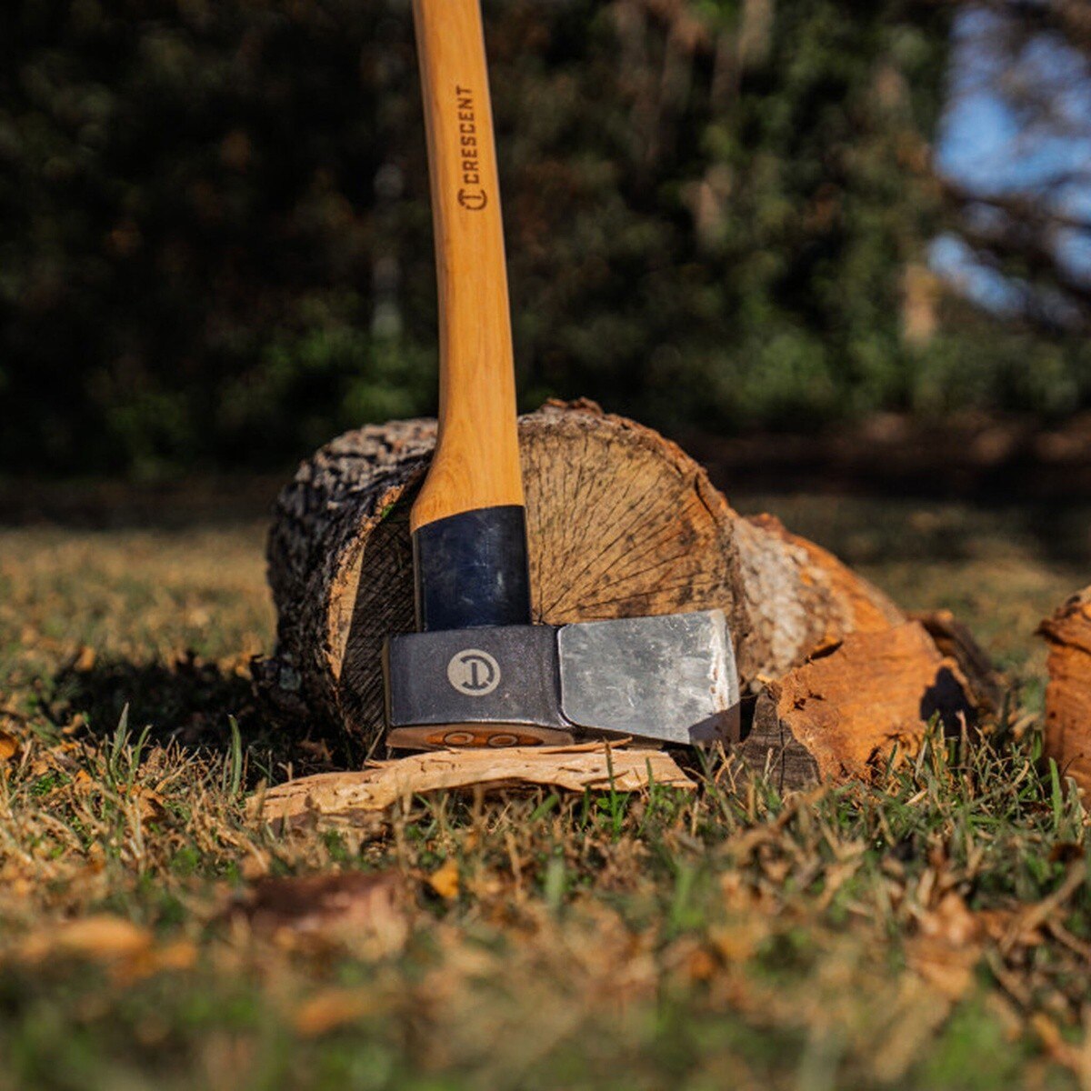 Crescent CWAXE5 5 lb Wood Chopping Axe with Grade A Hickory Handle and Steel Overstrike Protection - 5