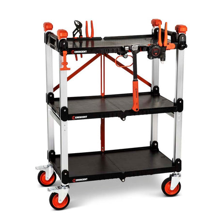 Crescent F3SCBL SITERUNNER 3 Shelf Folding Jobsite Cart